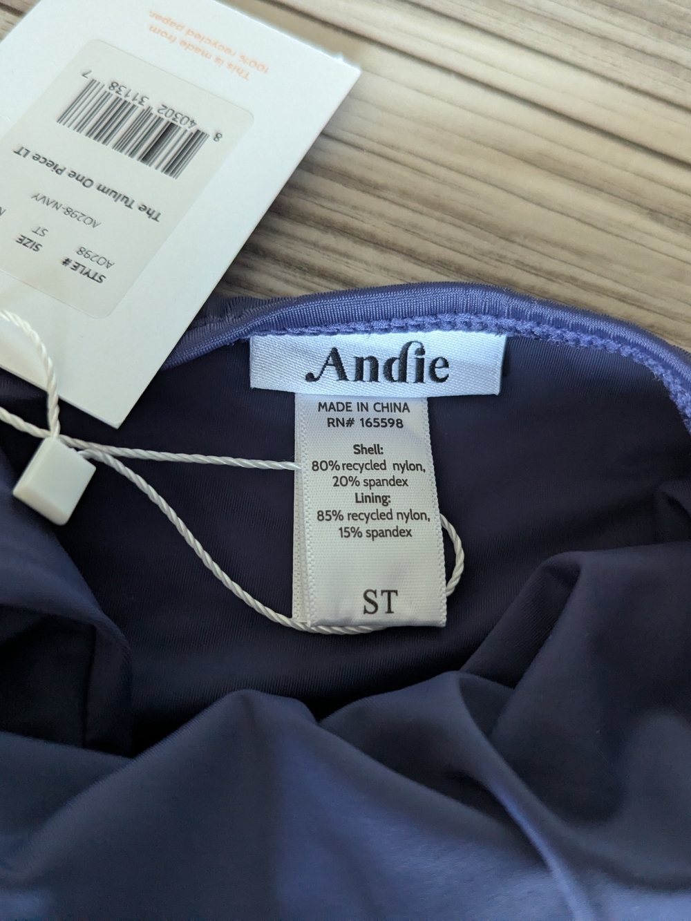 Andie Navy Blue Bandeau Swim Top
